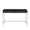 Ottey Writing Desk; Black High Gloss &amp; Gold Finish 93540