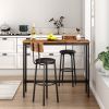 Bar Table Set with 2 Bar stools PU Soft seat with backrest (Rustic Brown; 43.31''w x 15.75''d x 23.62''h)
