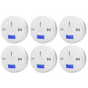 1-6Pcs CO Sensor Carbon Monoxide Detector Sound Independent CO Poisoning Warning Alarm Detectors Meter Kitchen Fireplace Indoor (Ships From: CN)